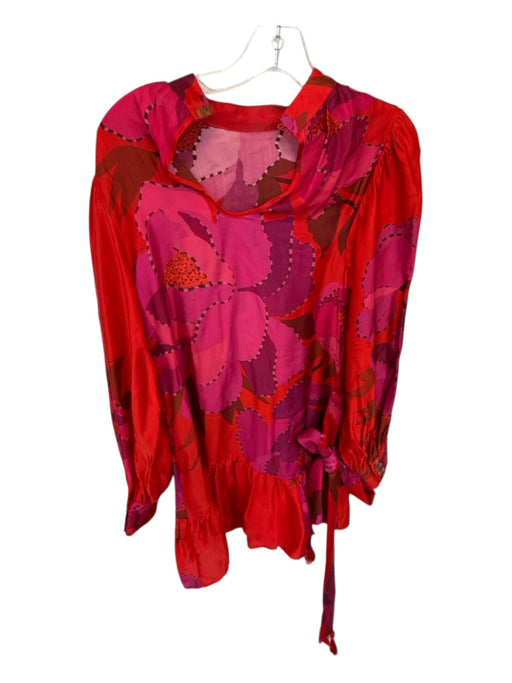 Farm Rio Size XS Purple & Red Viscose Blend Long Balloon Sleeve Flowers Dress Purple & Red / XS