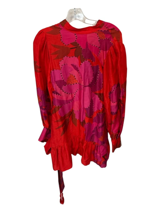 Farm Rio Size XS Purple & Red Viscose Blend Long Balloon Sleeve Flowers Dress Purple & Red / XS