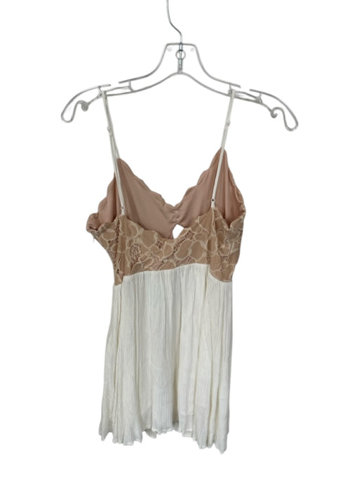 Tularosa Size S Nude & White Cotton Blend Spaghetti Strap Lace Detail Dress Nude & White / S