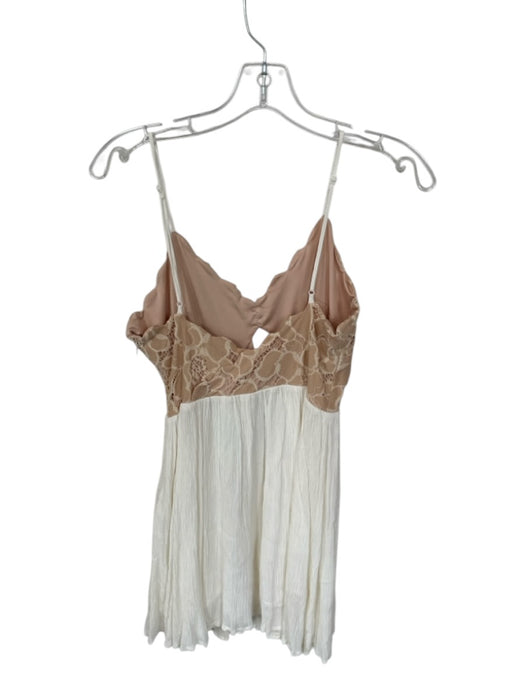 Tularosa Size S Nude & White Cotton Blend Spaghetti Strap Lace Detail Dress Nude & White / S