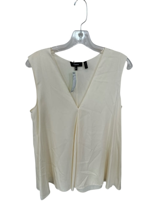Theory Size M Cream Silk Sleeveless V Neck Top Cream / M
