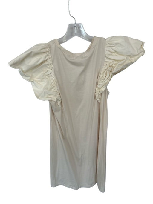 TCEC Size S Creme Cotton Blend Flutter Sleeves Dress Creme / S