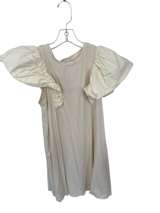 TCEC Size S Creme Cotton Blend Flutter Sleeves Dress Creme / S