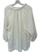 Gigio Size S Cream Cotton Long Balloon Sleeve Textured V Neck Oversized Dress Cream / S