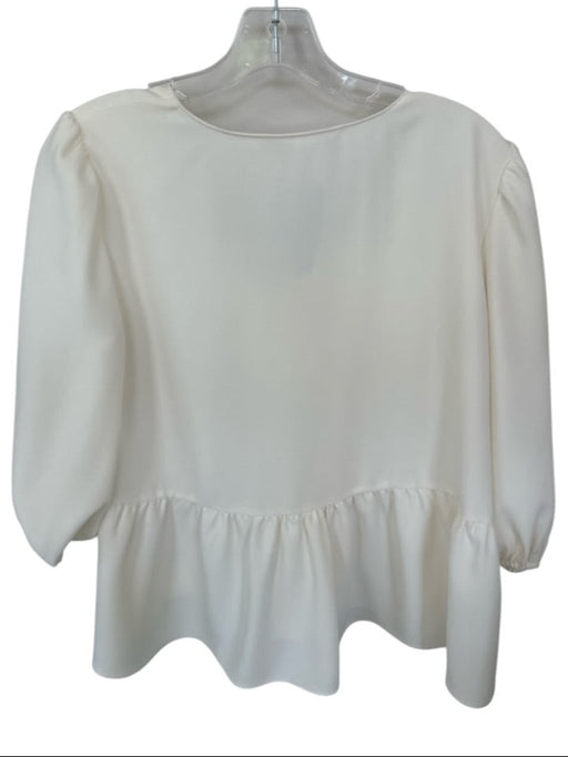 Amanda Uprichard Size XS Off White Polyester Long Balloon Sleeve Peplum Top Off White / XS