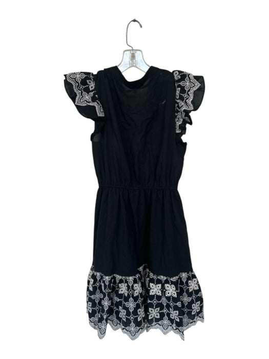 En Saison Size XS Black & White Cotton Short Sleeve Embroidered Dress Black & White / XS