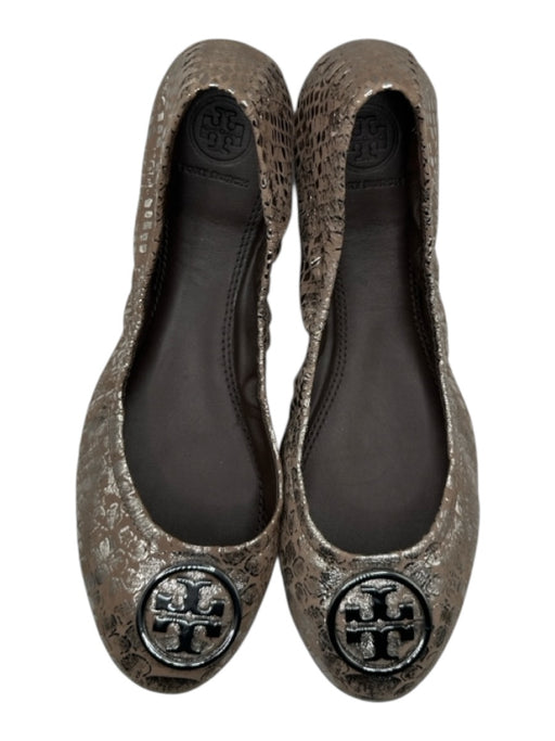 Tory Burch Shoe Size 7.5 Silver Leather metalic Diamonds Ballet Flats Silver / 7.5