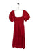Hill House Size XS Red Cotton Smocked Puff Sleeve Maxi Square Neck Dress Red / XS