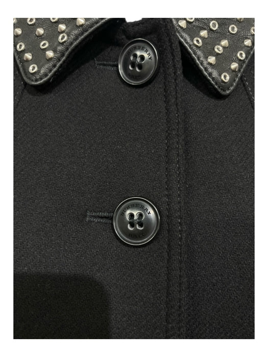 Burberry Brit Size 14 Black Wool Studded Collar Buttons Peacoat Coat Black / 14