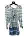 Playa Lucila Size XS White, Blue, Green Viscose Long Sleeve Floral Tassels Dress White, Blue, Green / XS
