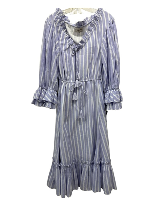 Mille Resort & Travel Size XS Lavendar & White Cotton Vertical Stripes Dress Lavendar & White / XS