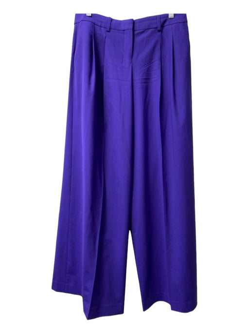 Theory Size 4 Violet Polyester Blend Wide Leg Side Pockets Pleat Detail Pants Violet / 4