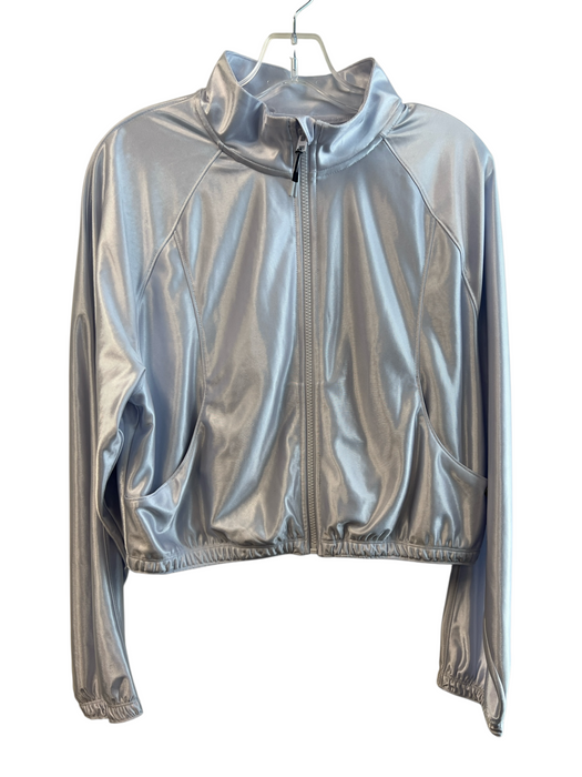 Athleta Size XXL Girls Silver Polyester Front Zip Pockets Elastic Waist Jacket Silver / XXL Girls