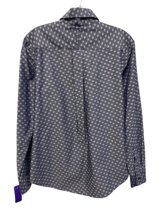 Kal Rieman Size 2 Navy & Light Blue Long Sleeve stars Collar Button up Top Navy & Light Blue / 2