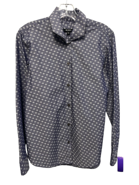 Kal Rieman Size 2 Navy & Light Blue Long Sleeve stars Collar Button up Top Navy & Light Blue / 2