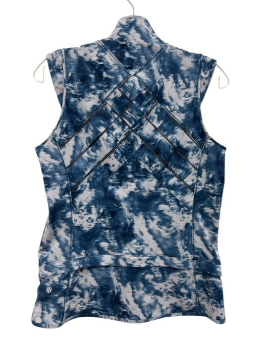 Lululemon Size 6 Light Gray & Blue Polyester Collar Tie Dye Pockets Zip Up Vest Light Gray & Blue / 6