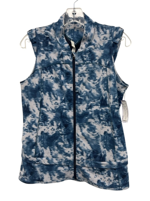 Lululemon Size 6 Light Gray & Blue Polyester Collar Tie Dye Pockets Zip Up Vest Light Gray & Blue / 6