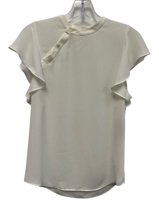 Babaton Size XS White Polyester Flutter Cap sleeve Asymetric Neckline Top White / XS