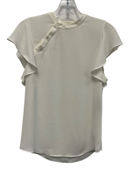 Babaton Size XS White Polyester Flutter Cap sleeve Asymetric Neckline Top White / XS