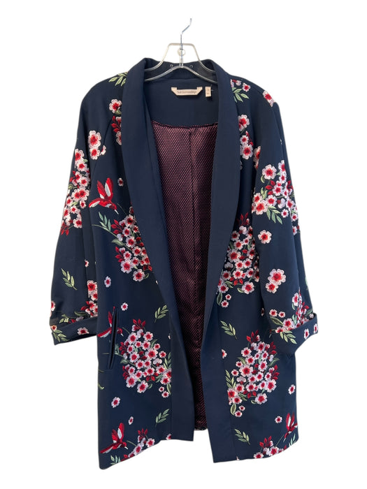 Soft Surroundings Size Small Navy & Multi Polyester Blend Embroidered Coat Navy & Multi / Small
