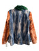 Ivy Jane Size XS Blue & green & orange Polyester Faux Fur Button Front Coat Blue & green & orange / XS