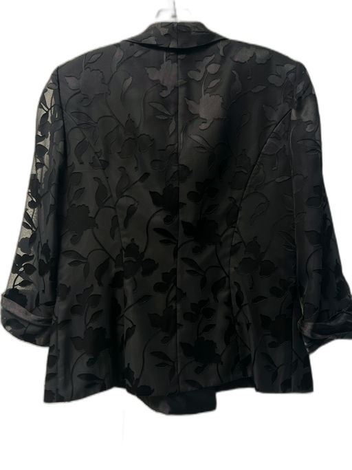 Alex Evenings Size M Black Polyester Long Sleeve Floral Overlay Blazer Jacket Black / M