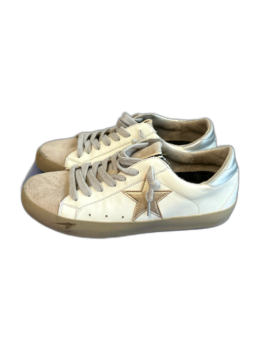 Shu Shop Shoe Size 7 White & Beige Manmade Material Almond Toe Lace Up Shoes White & Beige / 7