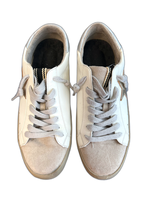 Shu Shop Shoe Size 7 White & Beige Manmade Material Almond Toe Lace Up Shoes White & Beige / 7