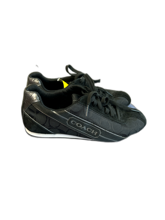 Coach Shoe Size 6.5 Black Fabric Almond Toe lace up Logo Sneaker Shoes Black / 6.5