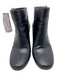 Prada Shoe Size 37.5 Black Leather round toe Side Buckle Stacked Heel Boots Black / 37.5