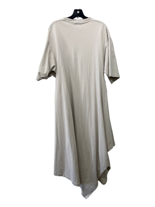 Balenciaga Size 38 Light taupe Cotton Blend Short Sleeve Pleated Side Slit Dress Light taupe / 38