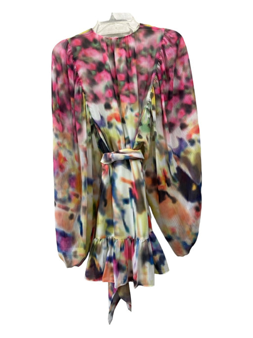 Alexis Size Small White & Multi Polyester Long Sleeve Abstract Print Dress White & Multi / Small