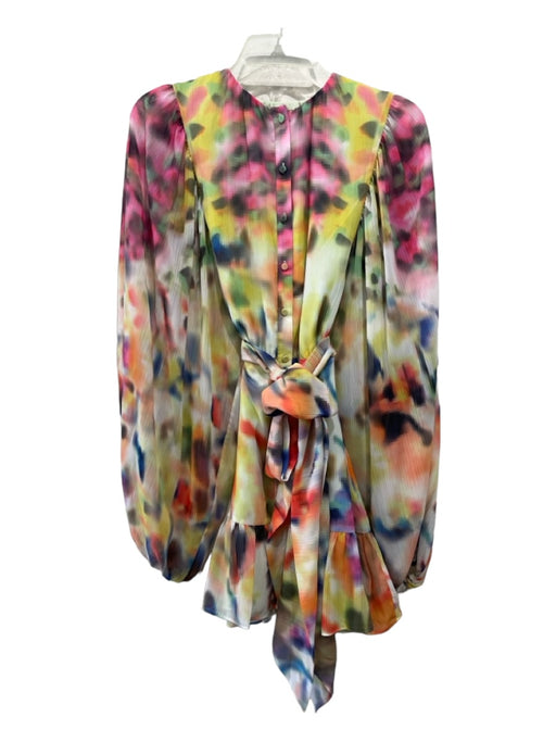 Alexis Size Small White & Multi Polyester Long Sleeve Abstract Print Dress White & Multi / Small