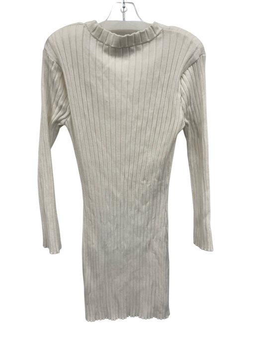 Ronny Kobo Size L Off White Viscose Ribbed Long Sleeve Dress Off White / L