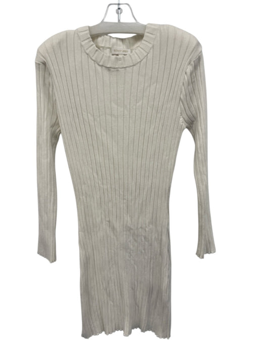 Ronny Kobo Size L Off White Viscose Ribbed Long Sleeve Dress Off White / L