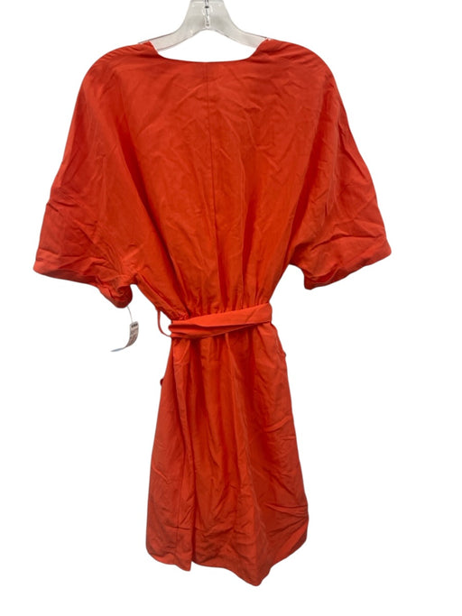 Vince Size M Orange Missing Fabric Tag V Neck Half Sleeve Sash Dress Orange / M