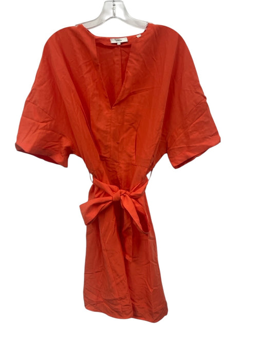 Vince Size M Orange Missing Fabric Tag V Neck Half Sleeve Sash Dress Orange / M