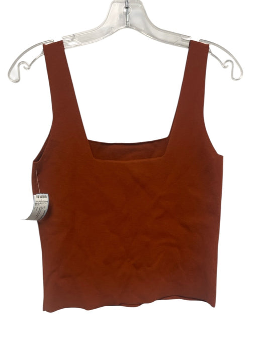 Vince Size L Rust Viscose Square Neck Sleeveless Top Rust / L