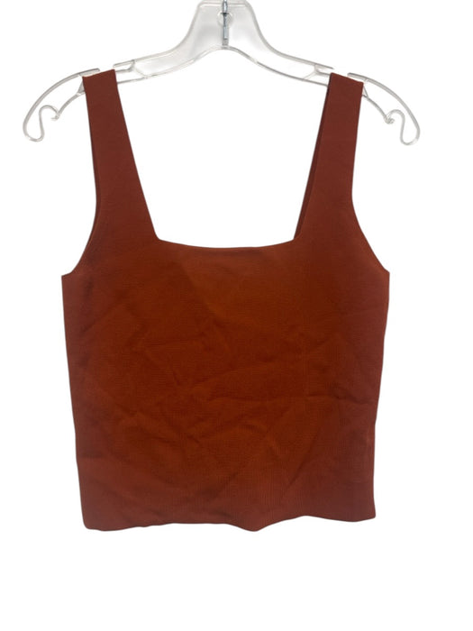 Vince Size L Rust Viscose Square Neck Sleeveless Top Rust / L