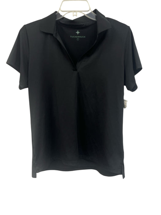 Tuckernuck Size L Black Polyester Collared Polo Short Sleeve Top Black / L
