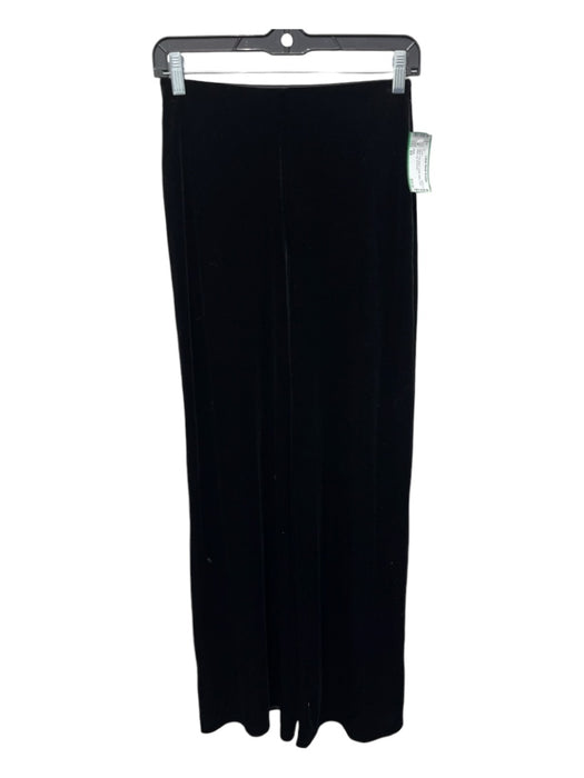 MNG Size XS Black Poly Blend Elastic Waist Velvet Wide Leg Pants Black / XS