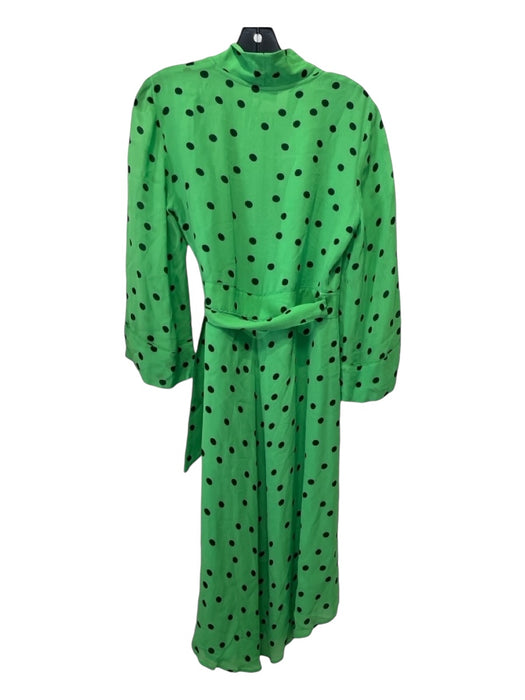 Ganni Size 38 Green & Black Print Viscose Polka Dots Wrap dress Dress Green & Black Print / 38