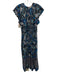 Ulla Johnson Size 4 Black, Blue, Cream Cotton & Rayon Short Sleeve Pleated Dress Black, Blue, Cream / 4