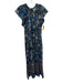 Ulla Johnson Size 4 Black, Blue, Cream Cotton & Rayon Short Sleeve Pleated Dress Black, Blue, Cream / 4