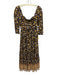 O.P.T. Size S Black, Yellow & Blue Rayon Puff 1/2 Sleeve Floral Print Midi Dress Black, Yellow & Blue / S