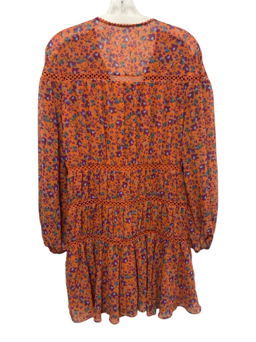 Rebecca Minkoff Size S Orange, Purple, Green Polyester Long puff sleeve Dress Orange, Purple, Green / S