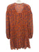 Rebecca Minkoff Size S Orange, Purple, Green Polyester Long puff sleeve Dress Orange, Purple, Green / S