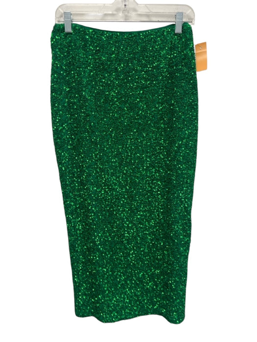 No pise la grama Size 4 Emerald Green Polyester Fully Sequined Back Zip Skirt Emerald Green / 4