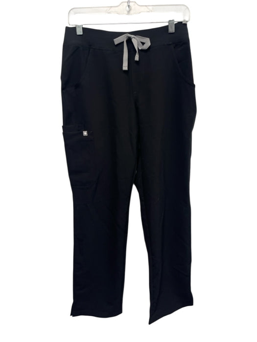 Figs Size S Black Polyester & Rayon Elastic Drawstring Waist Scrubs Pants Black / S