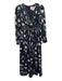 Gal Meets Glam Size 4 Navy blue & Cream Polyester Satin Long Puff Sleeve Dress Navy blue & Cream / 4